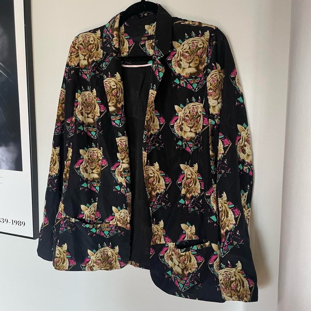 H&d London multicolored tiger print blazer